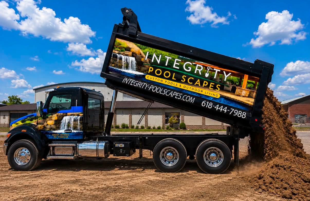 Integrity Pool Scapes wrapped dump truck